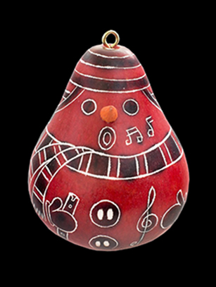 Snowman Gourd Ornament - Red - large