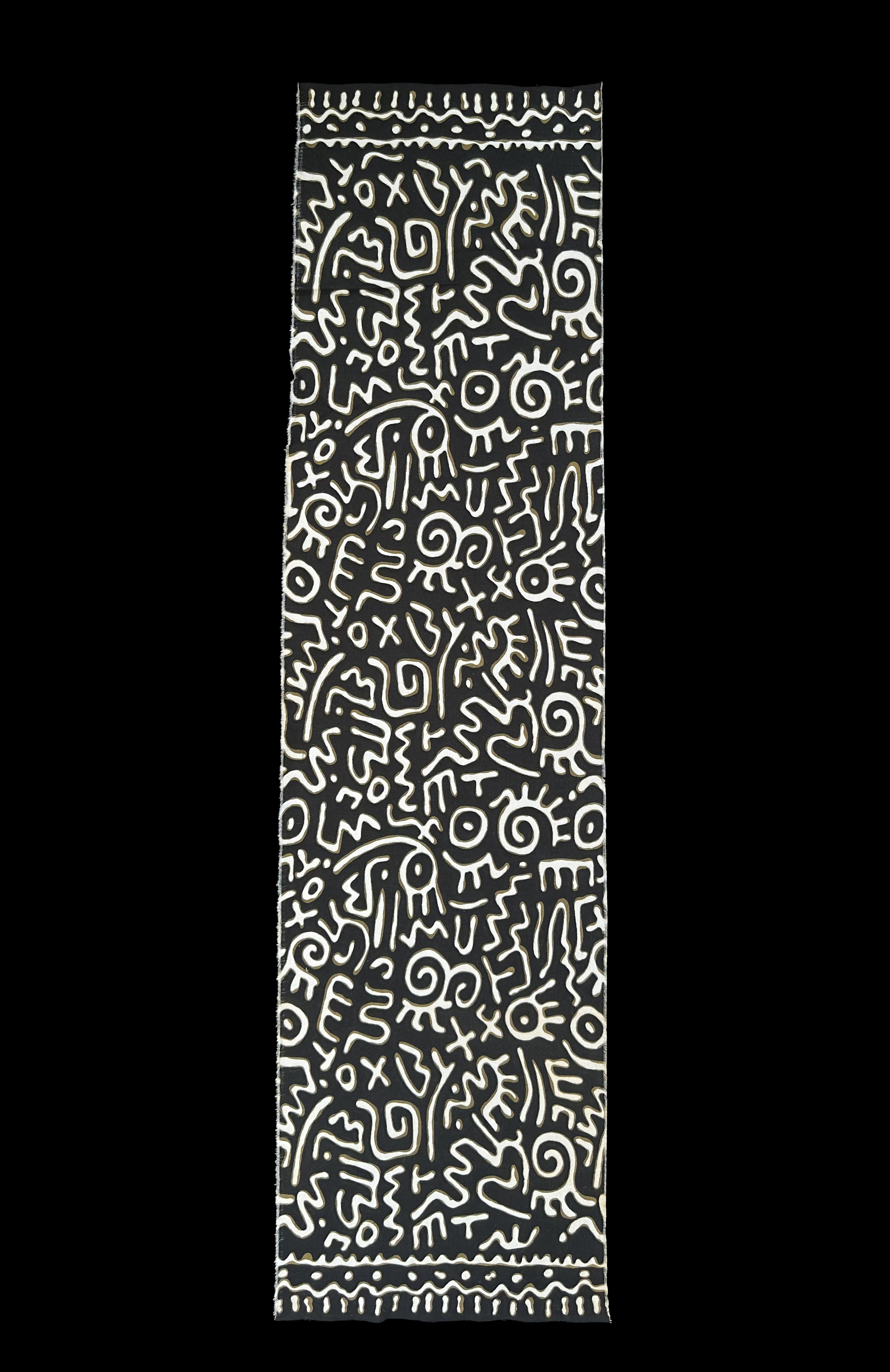Printed Black and White Fabric with an Intricate  Mudcloth Design - Ivory Coast