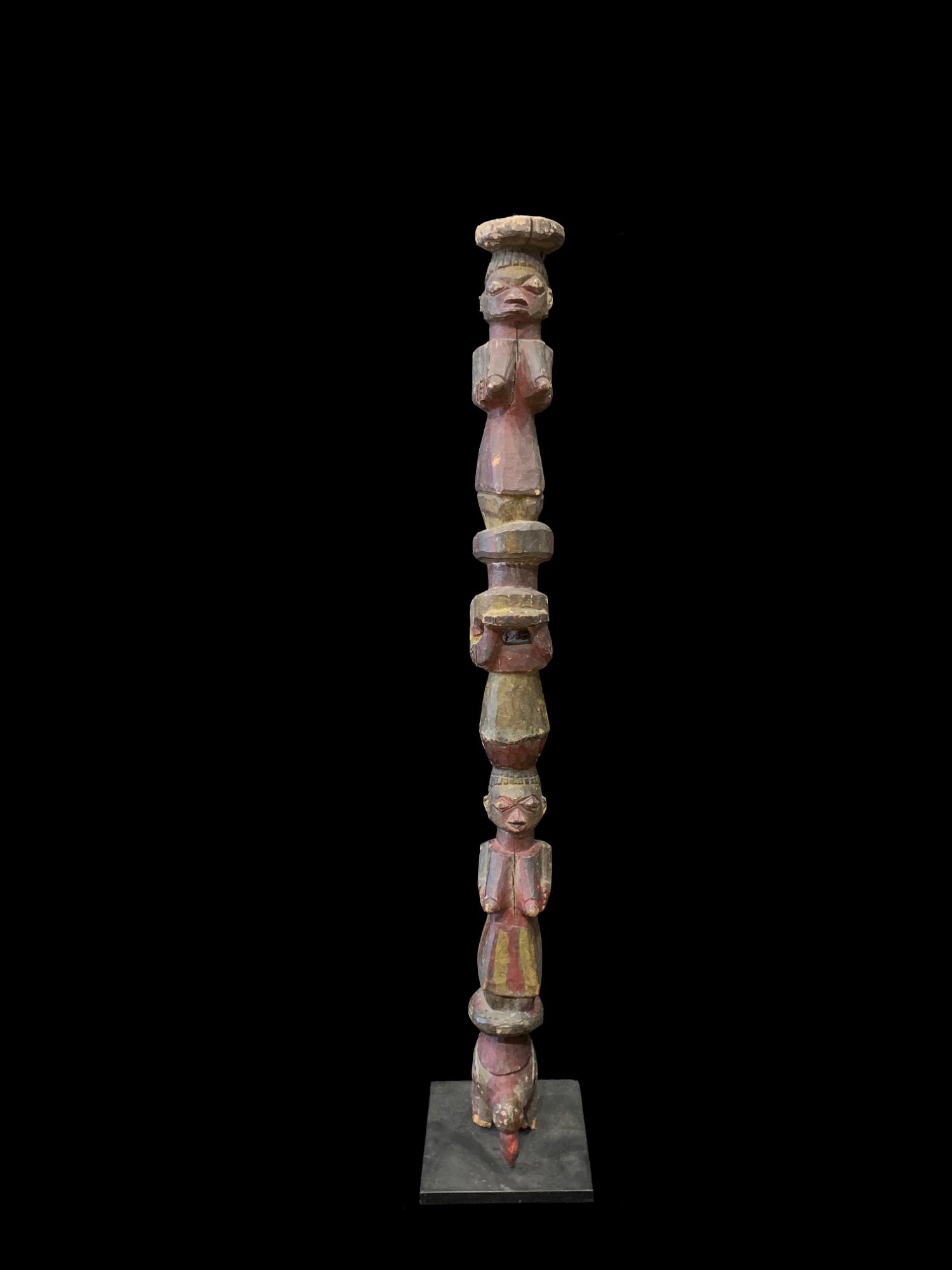 Figurative Wooden Processional Staff, Yoruba People - Nigeria