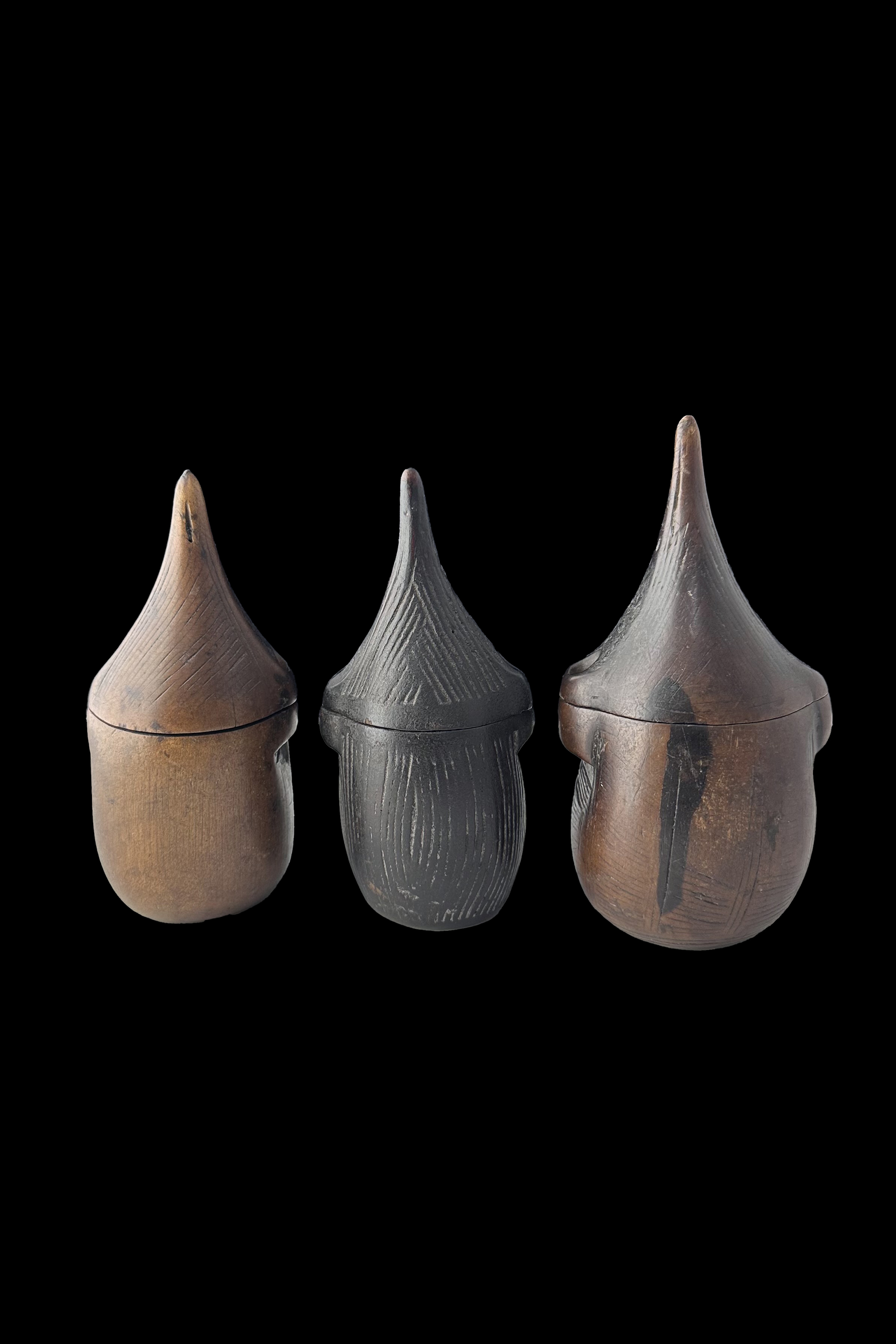 Set of 3 Snuff Containers - Kuba People, D.R. Congo