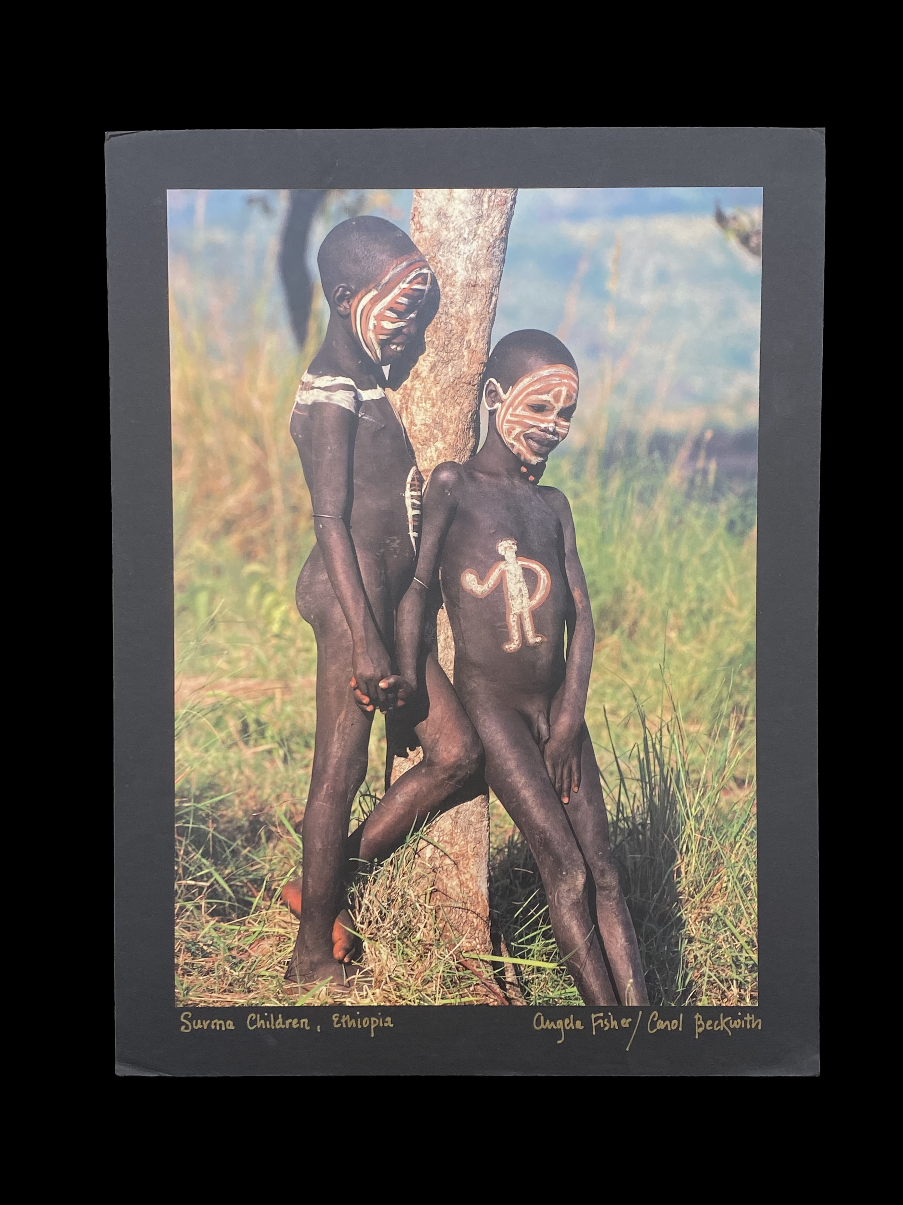 Mounted and Signed Photograph of Surma Children, Ethiopia - by Angela Fisher and Carol Beckwith