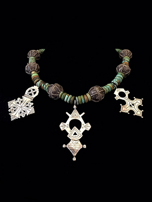 Turquoise Necklace with African Pendants - BR267