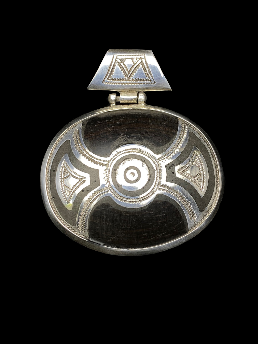 Tuareg Sterling Silver and Ebony Wood Pendant