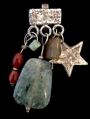 Sterling Silver Necklace Adornment with Indian Carnelian, Jade & Amazonite - Sold