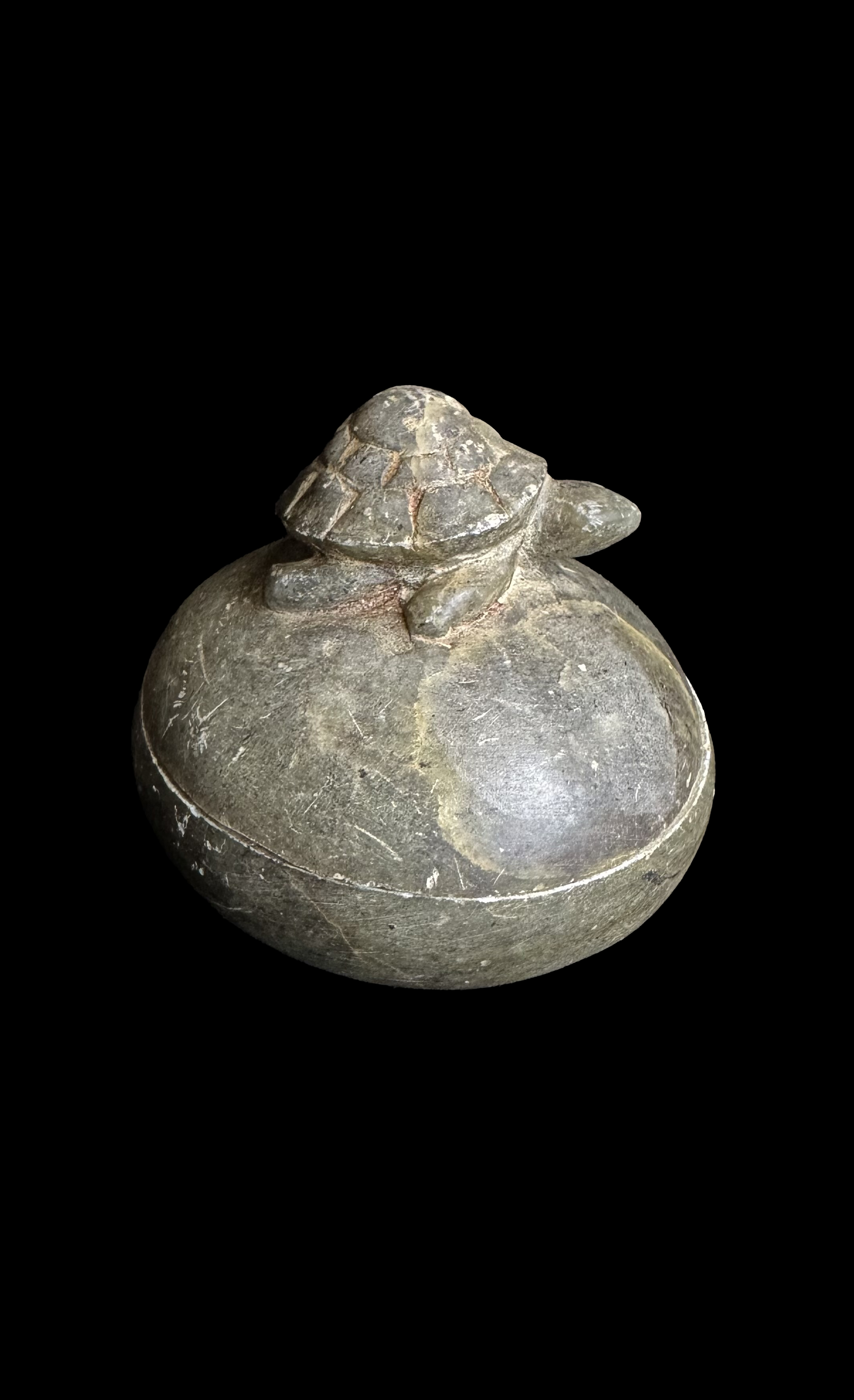 Carved Stone Box with Turtle on Top - Zimbabwe