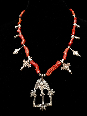 Moroccan Silver & Coral Necklace - Sold