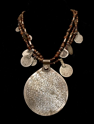 Moroccan Pendant Necklace with Wood Beads - Sold