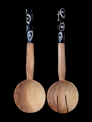 Olivewood & Batik Bone Servers - Kenya