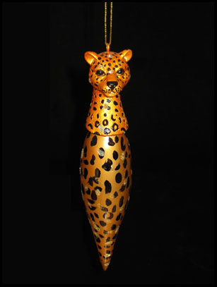 Glass Leopard Ornament 