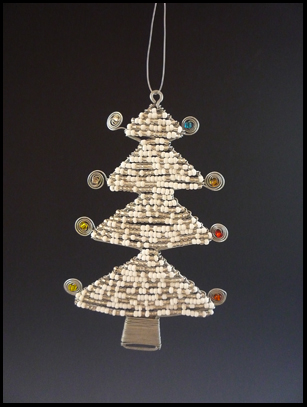 Bead and Wire White Christmas Tree Ornament - South Africa