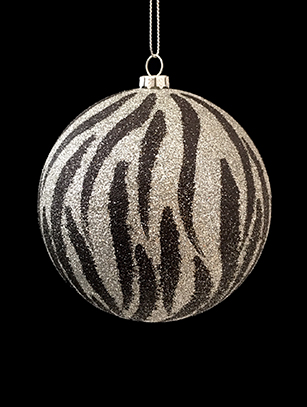 Glitter Ball Zebra Print Ornament