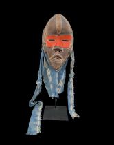  'Deangle' Mask with Indigo Cloth - Dan, Liberia/Ivory Coast (JL15)