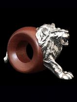 Lion Pewter and Eucalyptus Wood Napkin Holder - Sold out