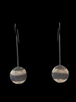 Woven Ball Shaped Striped Dangle Earrings