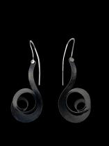 Oxidized Sterling Silver Black Key Note Earrings (EHC345X) 