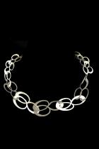 Oxidized Sterling Silver with Triple Oval Links Necklace ( EHC636SOX)