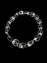 Oxidized Sterling Silver with Triple Oval Links Necklace ( EHC636SOX) 4