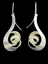 Brushed Sterling Silver Swirl Earrings (EHC345S)- Sold
