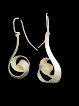 Brushed Sterling Silver Swirl Earrings (EHC345S)- Sold 2