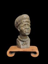 Content Man - Small Realistic Bust carved from Verdite Stone - Zimbabwe