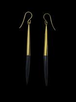 Brass and Dark Horn Tapered Earrings - Kenya