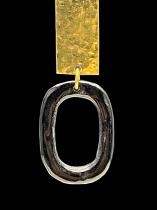 Rectangular Hammered Brass and Horn Earrings - Kenya 2