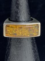 Amber Ring with Sterling Silver  2