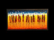 Maasai Sunrise - Framed Original Painting by David Ndambuki - Sold