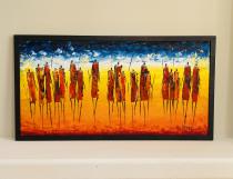 Maasai Sunrise - Framed Original Painting by David Ndambuki - Sold 6