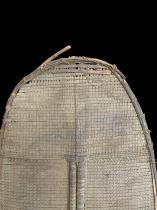 Worn Basketry Shield with Wooden Frame and Handle - Mongo Region, D.R. Congo 1