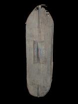 Worn Basketry Shield with Wooden Frame and Handle - Mongo Region, D.R. Congo 4