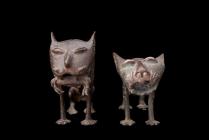 Abstract Pair of Solid Bronze Lions - Bobo people, Burkina Faso 14