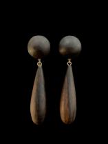 Tear Drop Shaped Ebony Wood Earrings - Benin, west Africa