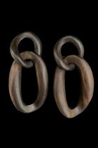 Ebony Wood Chain Posted Earrings - Benin