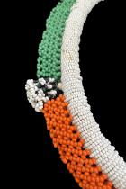 Blue, Green, Orange and White Beaded Necklace - Zulu People, South Africa (3651) 1