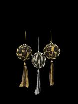 Beaded animal print ornaments with tassels as-is set of 3 (1 set left)