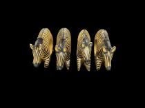 Set of 4 Carved Wooden Zebra Napkin Holders - Kenya