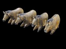 Set of 4 Carved Wooden Zebra Napkin Holders - Kenya 1