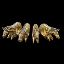 Set of 4 Carved Wooden Zebra Napkin Holders - Kenya 2