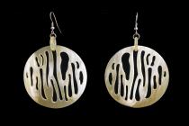 Circular Horn Earrings with Cut Out Animal Pattern 2