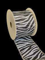10 Yard Zebra Print 100 % Nylon Glitter Ribbon Roll  1