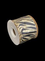 10 Yard Gold Colored Zebra Print Glitter Ribbon Roll v