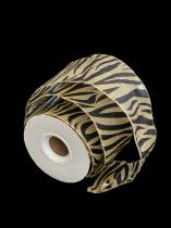 10 Yard Gold Colored Zebra Print Glitter Ribbon Roll v 1