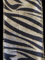 10 Yard Gold Colored Zebra Print Glitter Ribbon Roll v 2