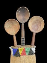 'Izinkhezo' Spoons and Beaded Pouch - Zulu People, South Africa  2
