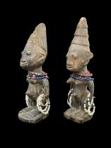 Ibeji Twins with beads and metal rings - Yoruba People, Nigeria 1