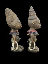 Ibeji Twins with beads and metal rings - Yoruba People, Nigeria 4