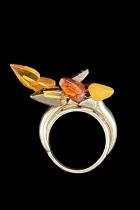 Amber and Sterling Silver Ring #1