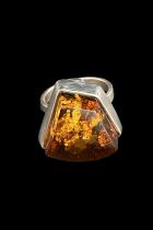 Amber and Sterling Silver Ring #3 3
