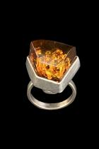 Amber and Sterling Silver Ring #3